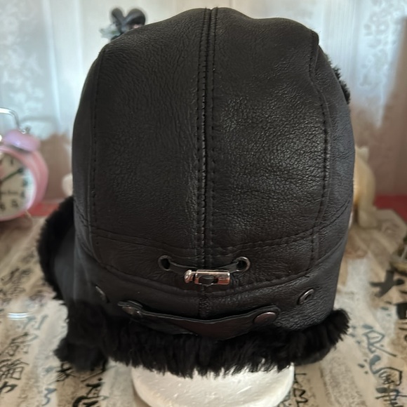 Vintage Ricardo Beverly Hills BH Sheepskin Snap Button Flap Cap Hat Sz S - Picture 3 of 9